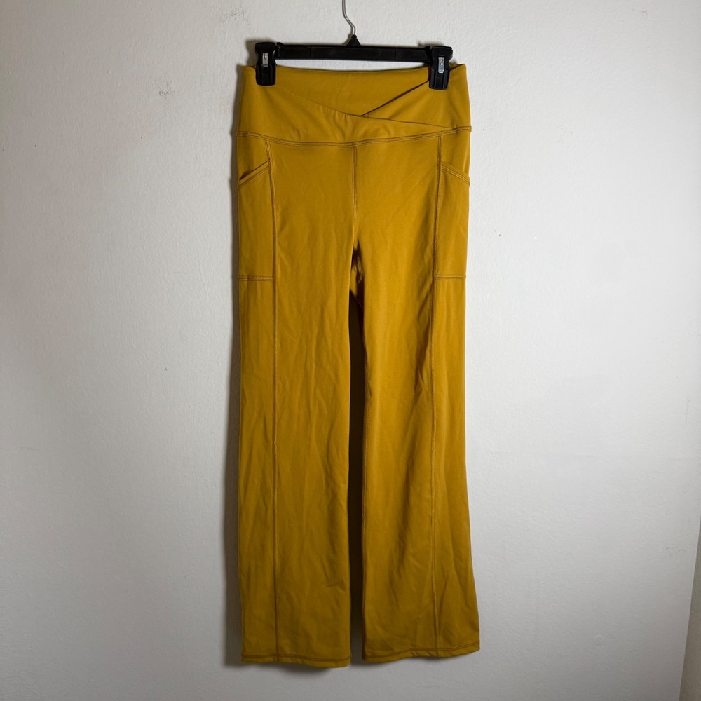 FP Movement Free People Good Karma Crossover Flare Leggings Mustard Yellow Small